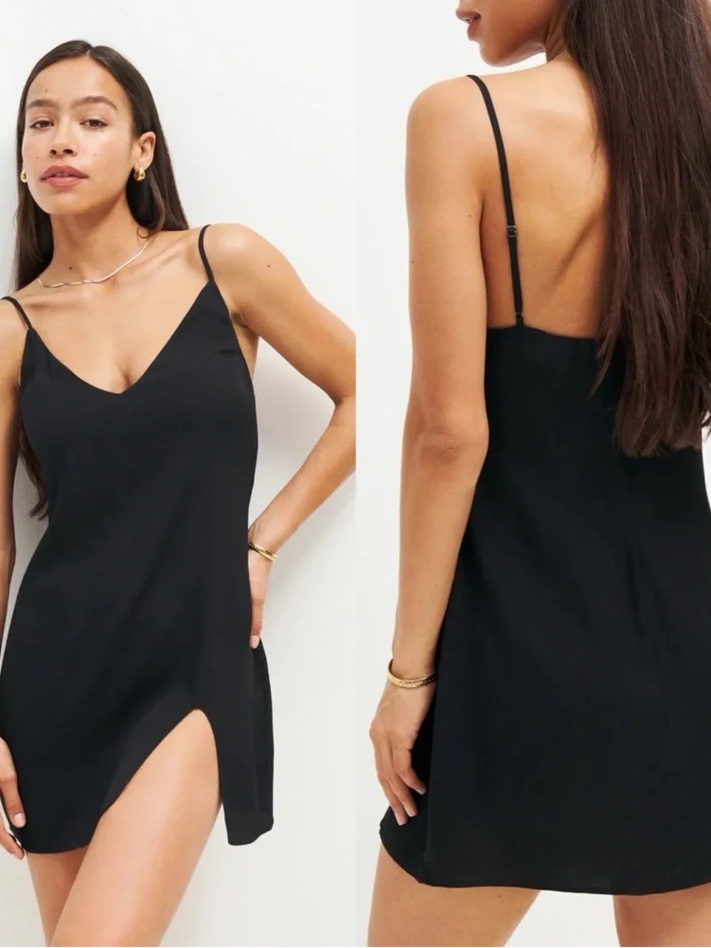Black Slip Dress with Side Slit